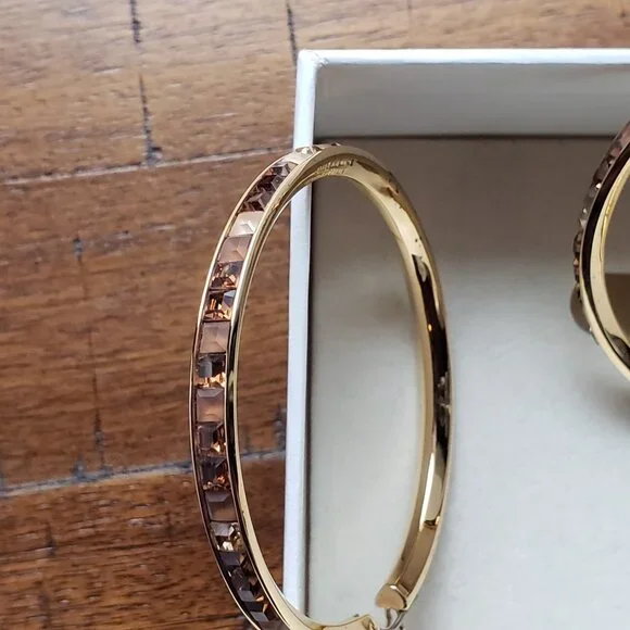 RARE Atelier Swarovski x Viktor & Rolf | "Frozen" Rose Gold Hoops - Picture 14 of 17